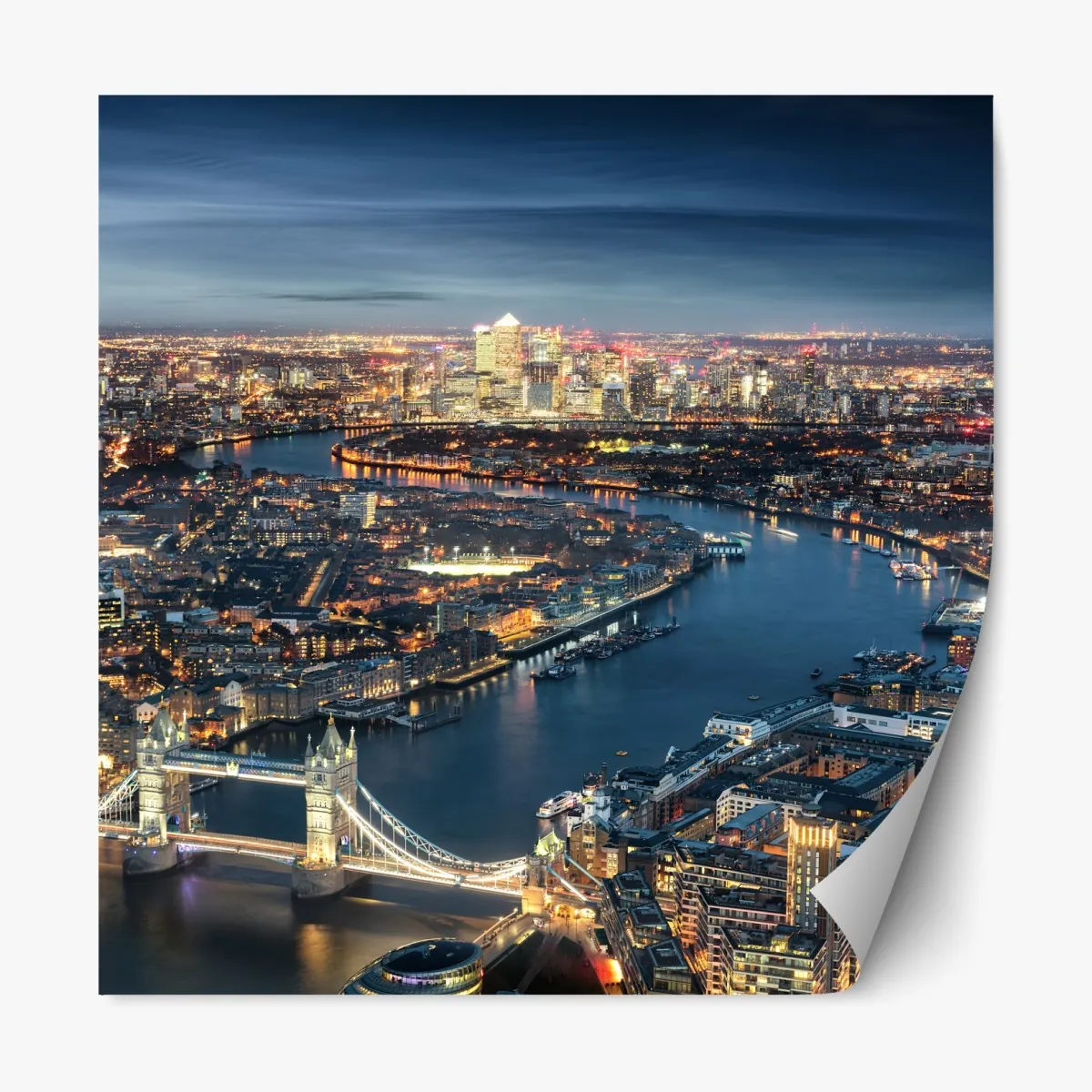 Repositionierbarer Aufkleber nächtliche skyline von London – Wallnifity®