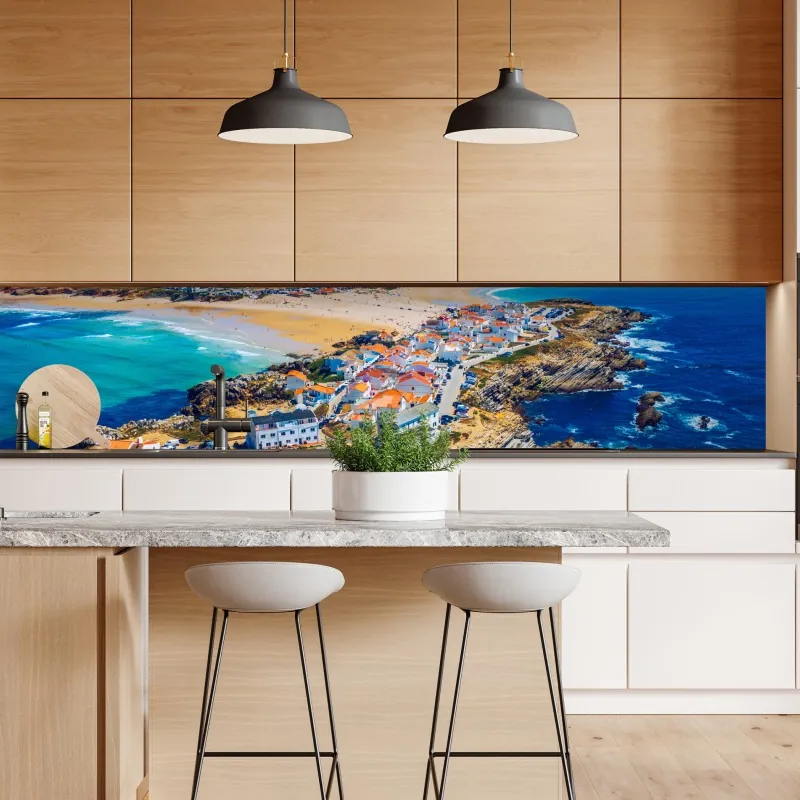 Repositionierbarer Aufkleber dramatische küstenklippen mit meerblick – Wallnifity®