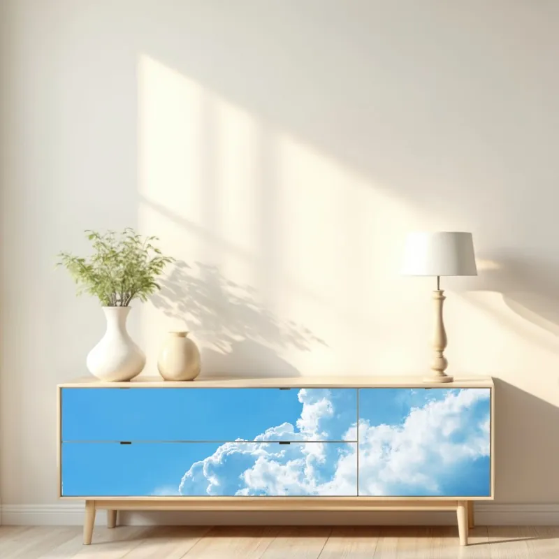 Repositionierbarer Aufkleber ruhige türkisfarbene strandlandschaft – Wallnifity®