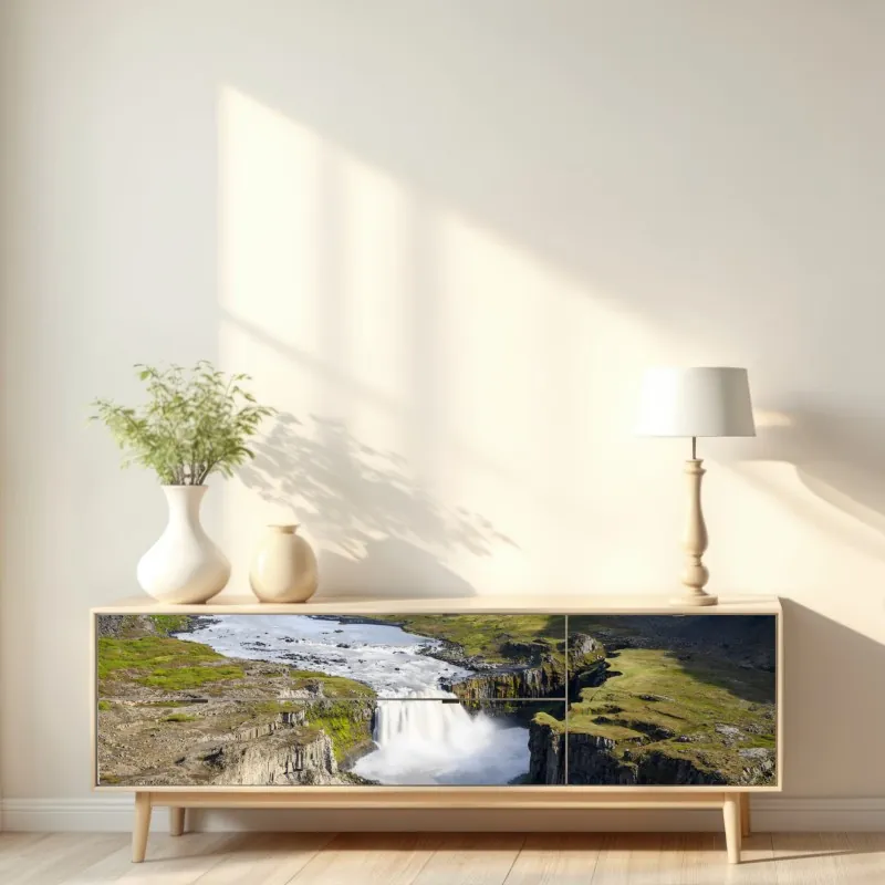 Repositionierbarer Aufkleber sonnige gelbe 3d-abstrakte kurve – Wallnifity®