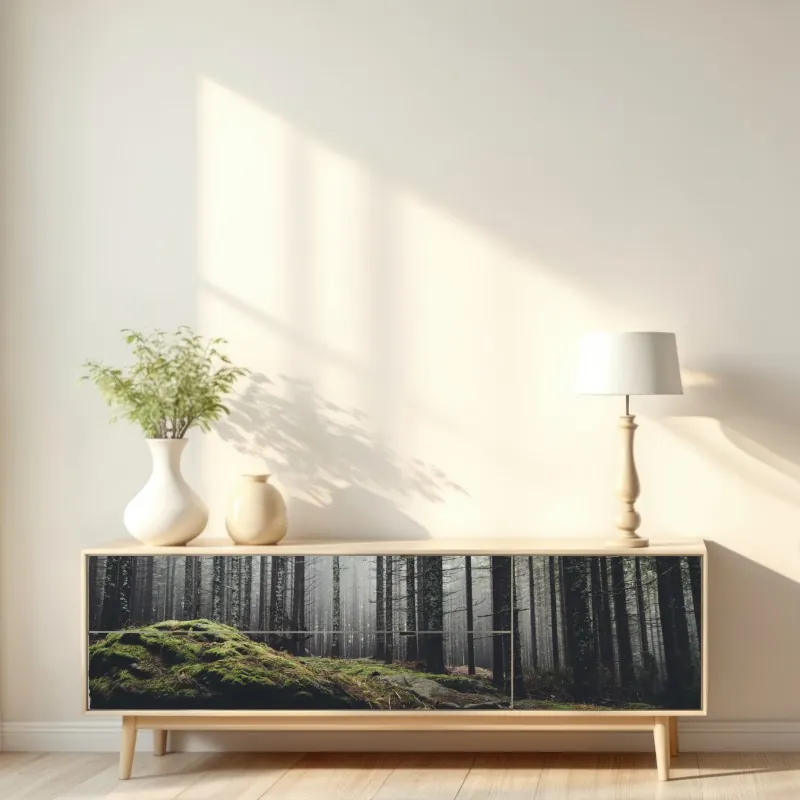 Repositionierbarer Aufkleber sonnige bergwiese bei sonnenaufgang – Wallnifity®