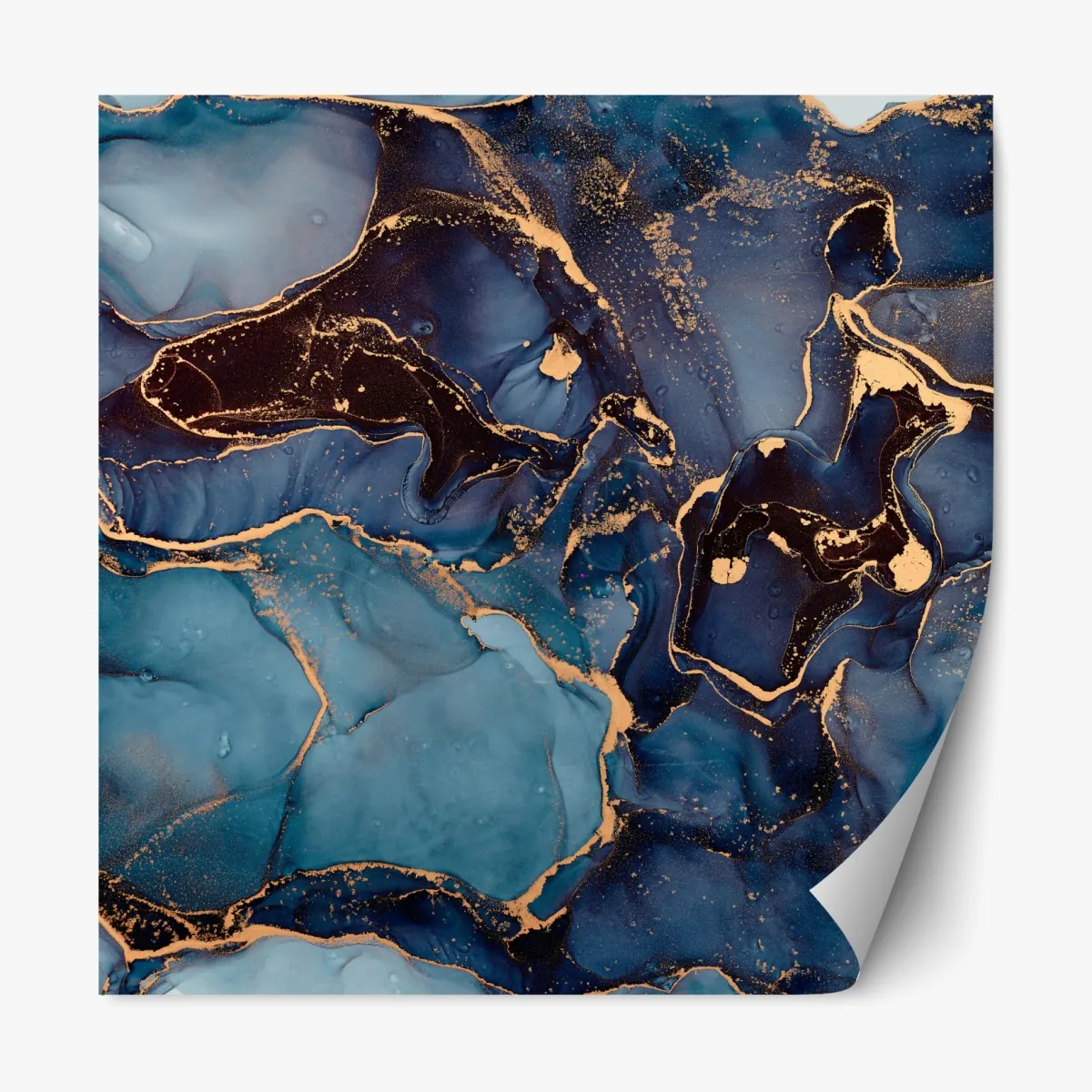 Repositionierbarer Aufkleber tiefes ozeanblau mit goldadern – Wallnifity®