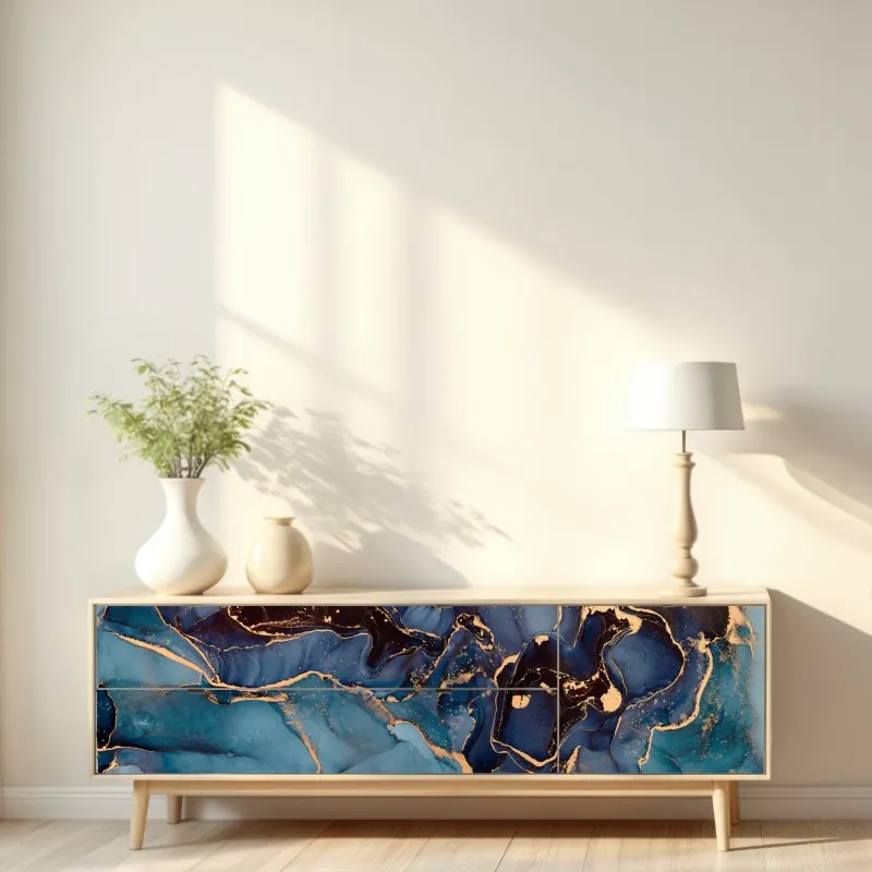 Repositionierbarer Aufkleber eukalyptus aquarellblätter auf dunklem hintergrund – Wallnifity®