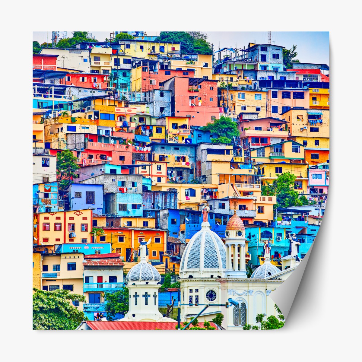 Repositionierbarer Aufkleber bunte häuser von Las Peñas am Santa Ana hügel, Guayaquil – Wallnifity®