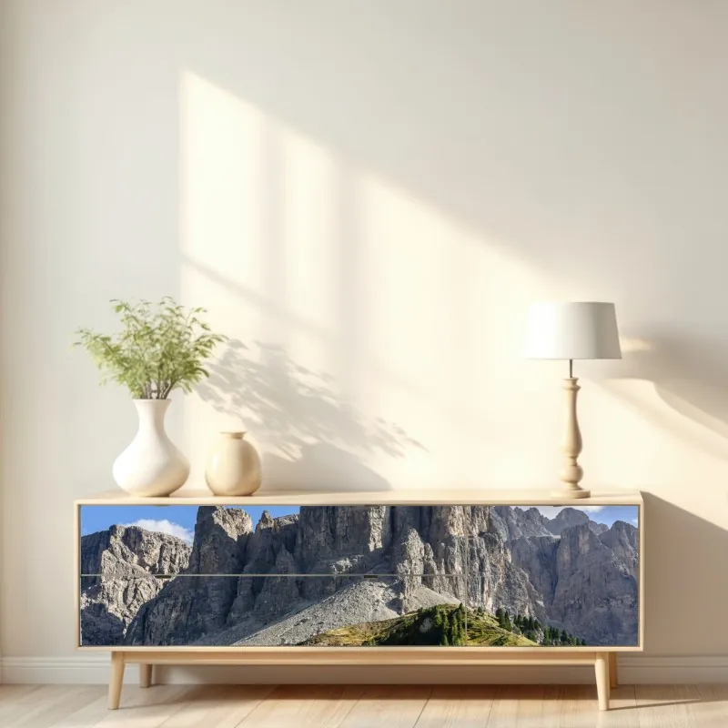 Repositionierbarer Aufkleber nebliger morgen am see Lacu Rosu, Rumänien – Wallnifity®