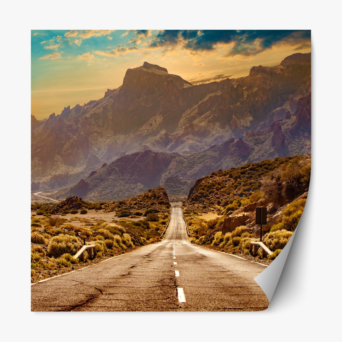 Repositionierbarer Aufkleber straße in die berge auf Teneriffa – Wallnifity®
