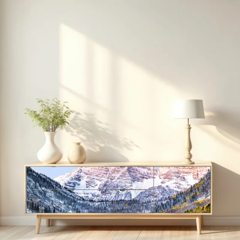 Repositionierbarer Aufkleber sonnenaufgang über der sommerwiese – Wallnifity®