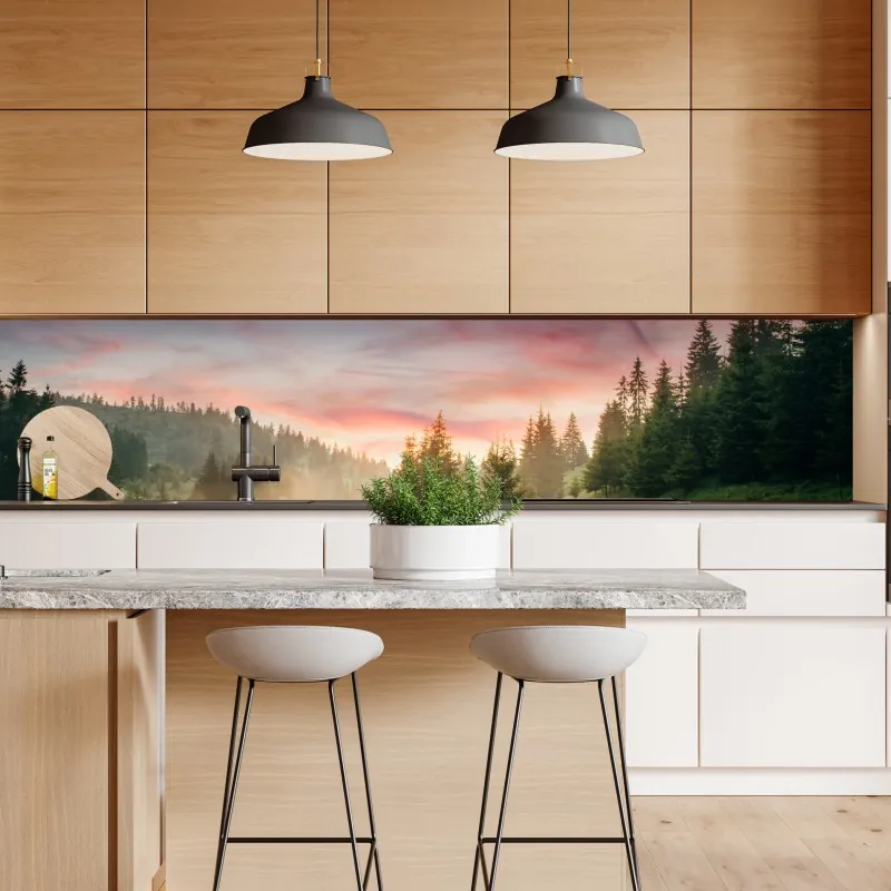 Repositionierbarer Aufkleber tropischer sonnenuntergang mit palmen – Wallnifity®
