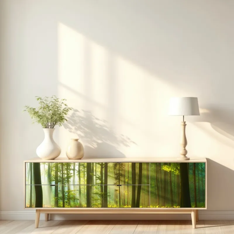 Repositionierbarer Aufkleber pastell ginkgo blättermuster mit goldakzenten – Wallnifity®