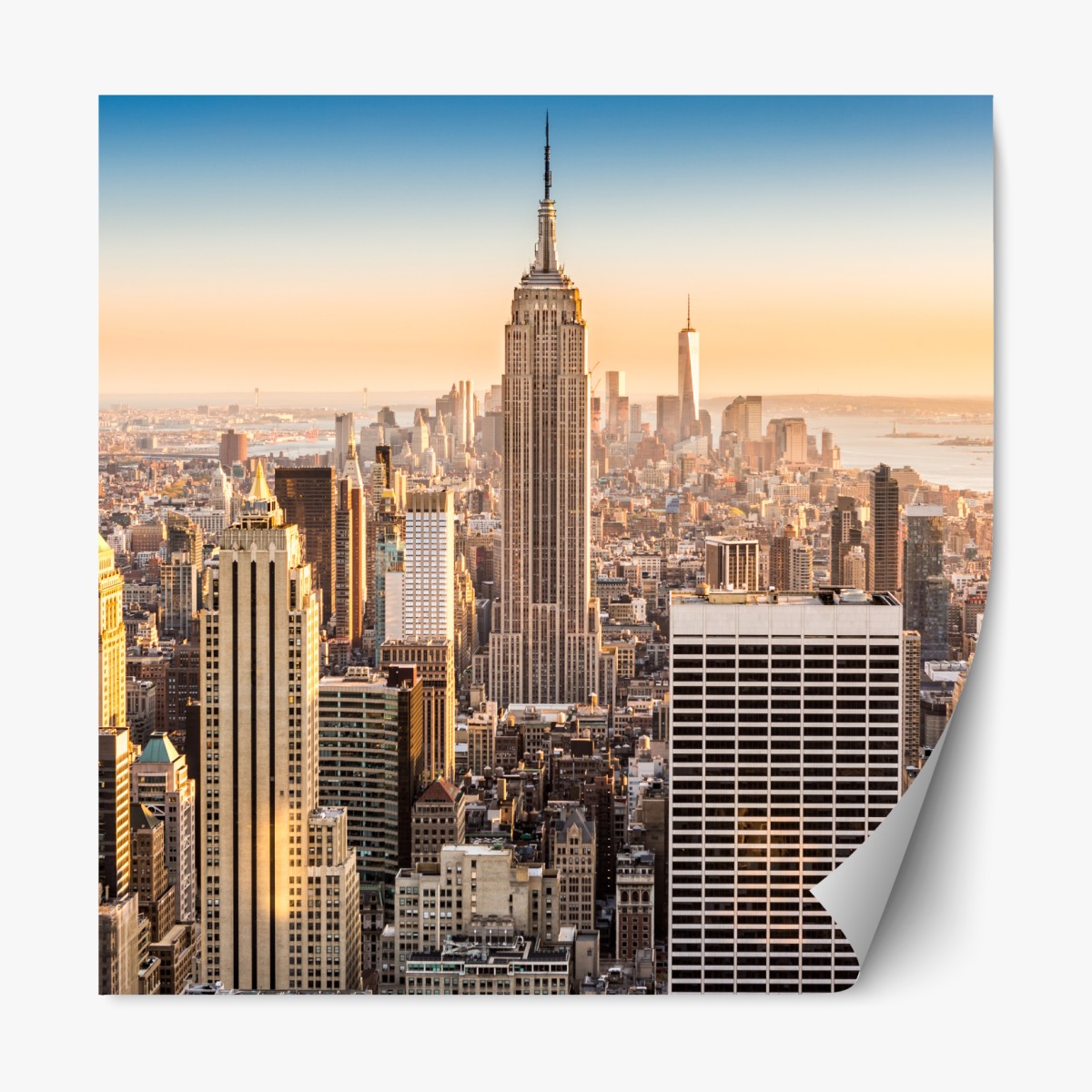 Repositionierbarer Aufkleber New York skyline bei goldenem licht – Wallnifity®