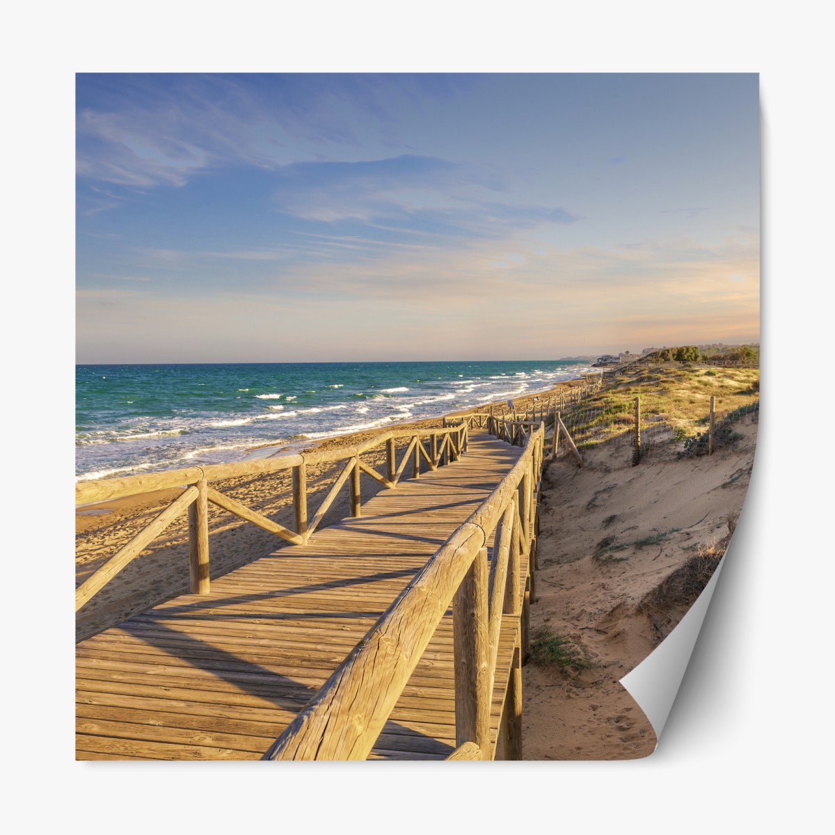 Repositionierbarer Aufkleber hölzerner steg zum strand von Guardamar – Wallnifity®