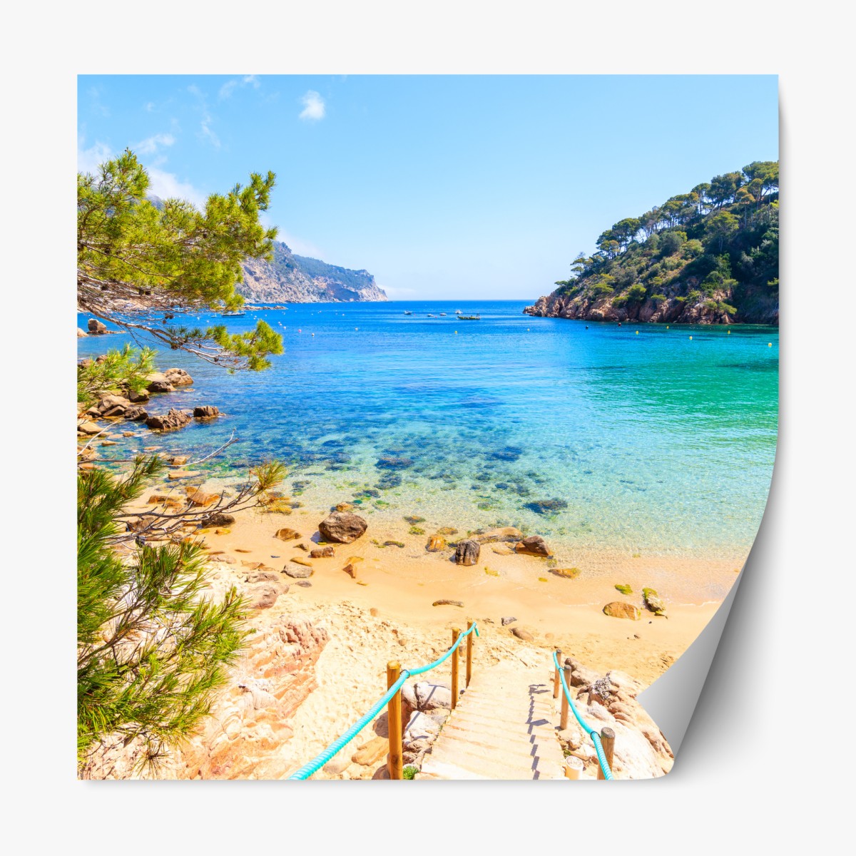 Repositionierbarer Aufkleber stufen zum strand Aiguablava, Costa Brava – Wallnifity®