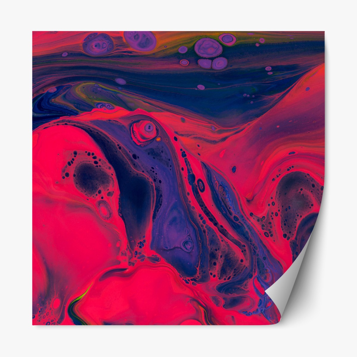 Repositionierbarer Aufkleber leuchtende pinke abstrakte flüssige kunst – Wallnifity®