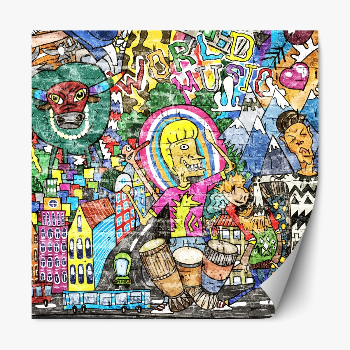 Repositionierbarer Aufkleber farbenfrohes graffiti-wandbild – Wallnifity®