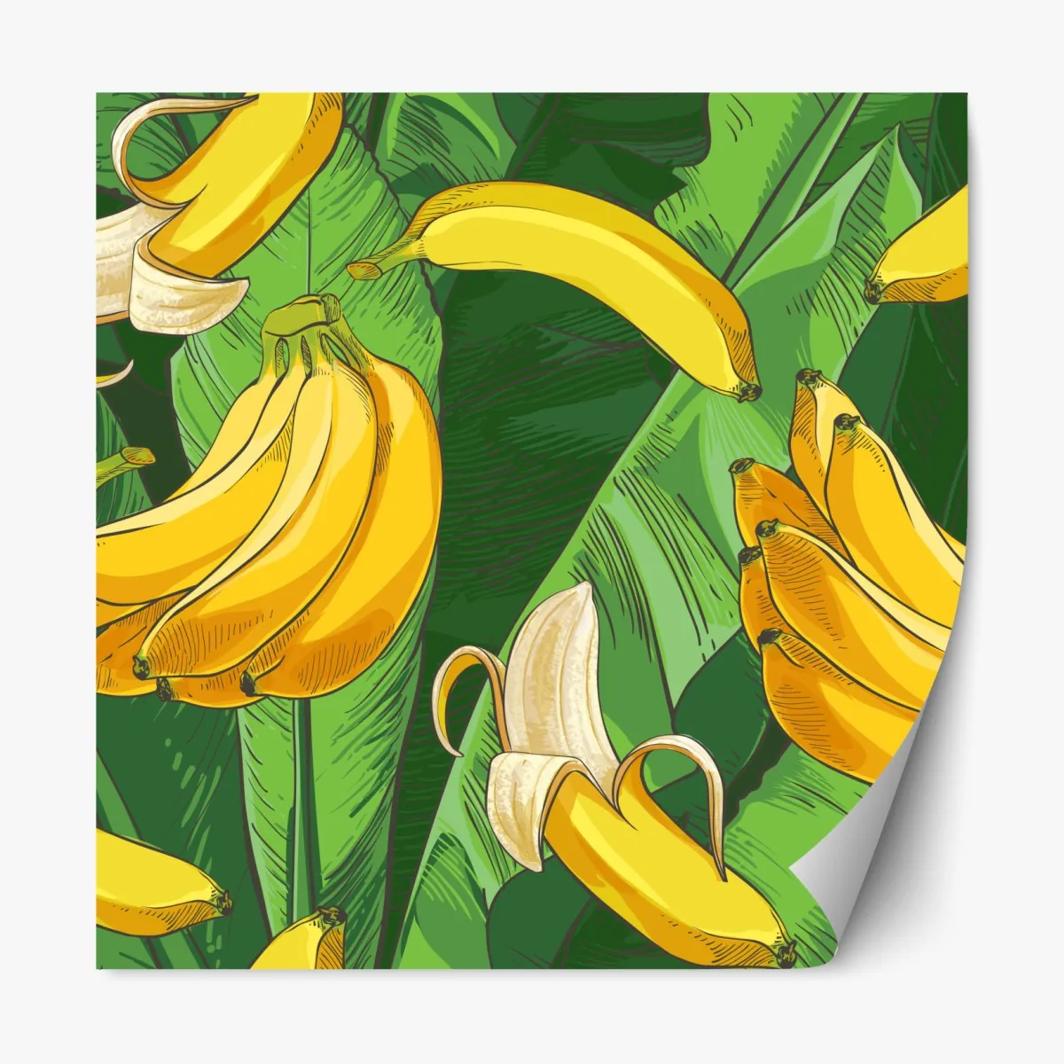 Repositionierbarer Aufkleber tropisches bananenmuster mit bananenblättern – Wallnifity®