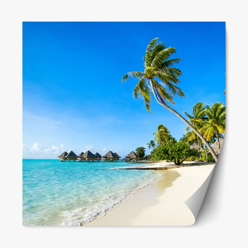 Repositionierbarer Aufkleber sonnige gasse auf der insel mit leuchtender buganvillea – Wallnifity®