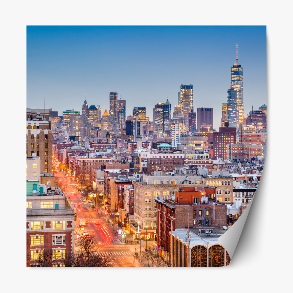 Repositionierbarer Aufkleber New York skyline bei dämmerung – Wallnifity®