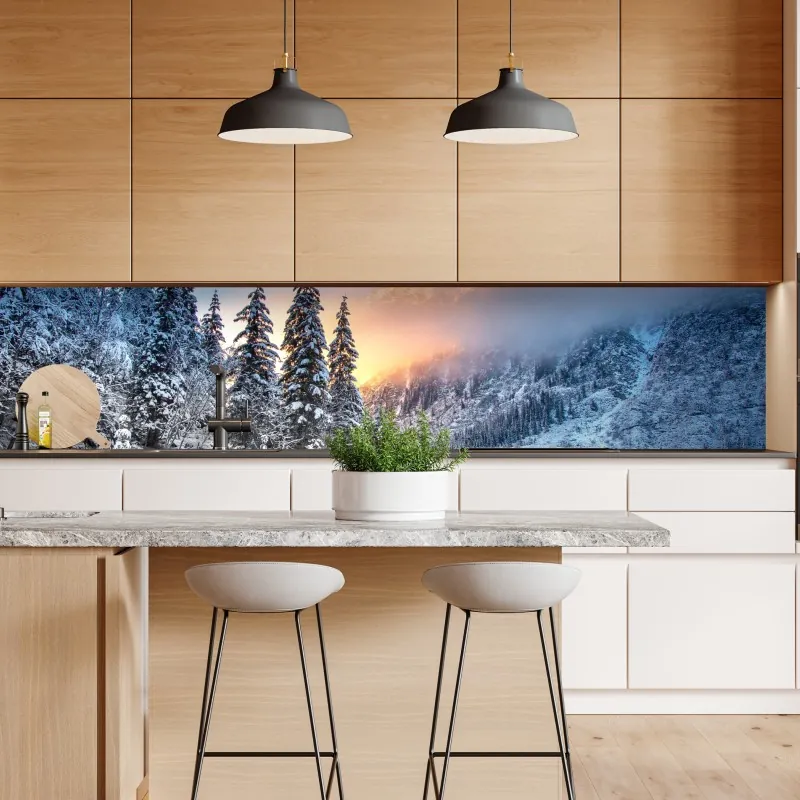 Repositionierbarer Aufkleber ruhige alpenwiese mit berggipfeln – Wallnifity®