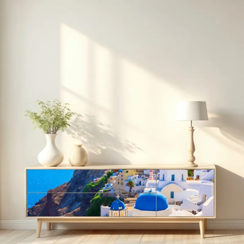 Repositionierbarer Aufkleber neblige waldreflexion – Wallnifity®