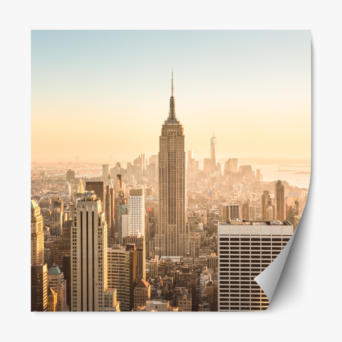 Repositionierbarer Aufkleber New York skyline im goldenen licht – Wallnifity®