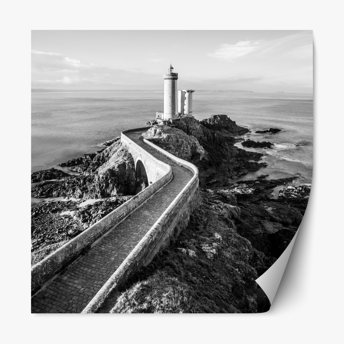 Repositionierbarer Aufkleber leuchtturm auf felsiger küste – Wallnifity®