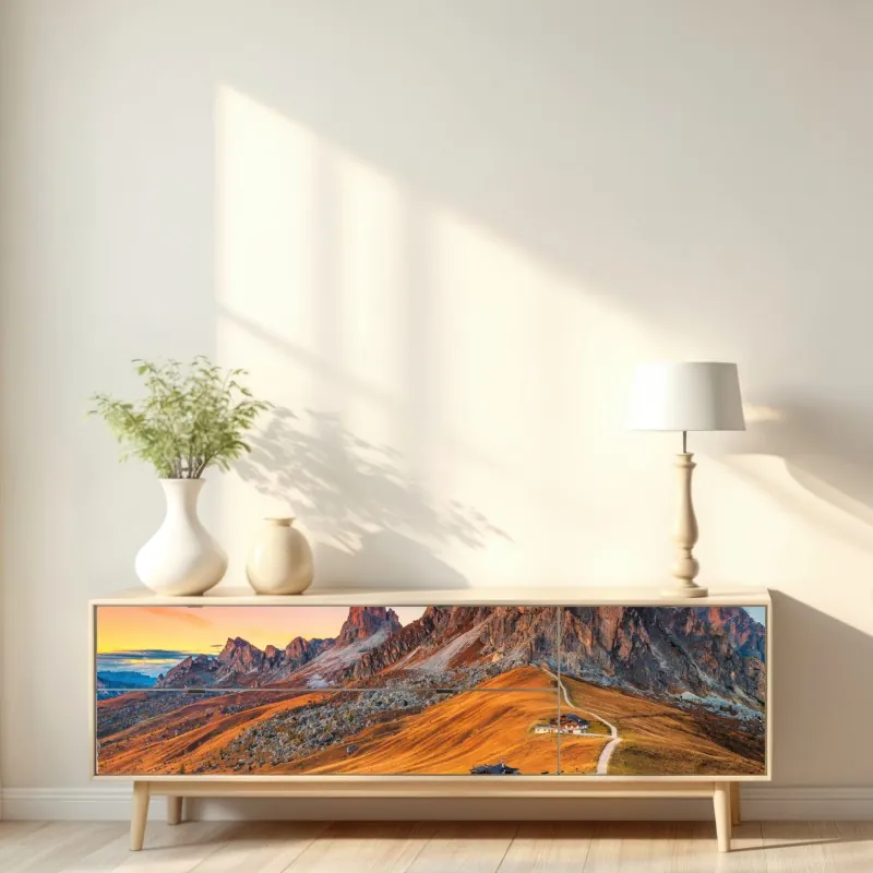 Repositionierbarer Aufkleber tropischer sonnenuntergang mit palmen – Wallnifity®