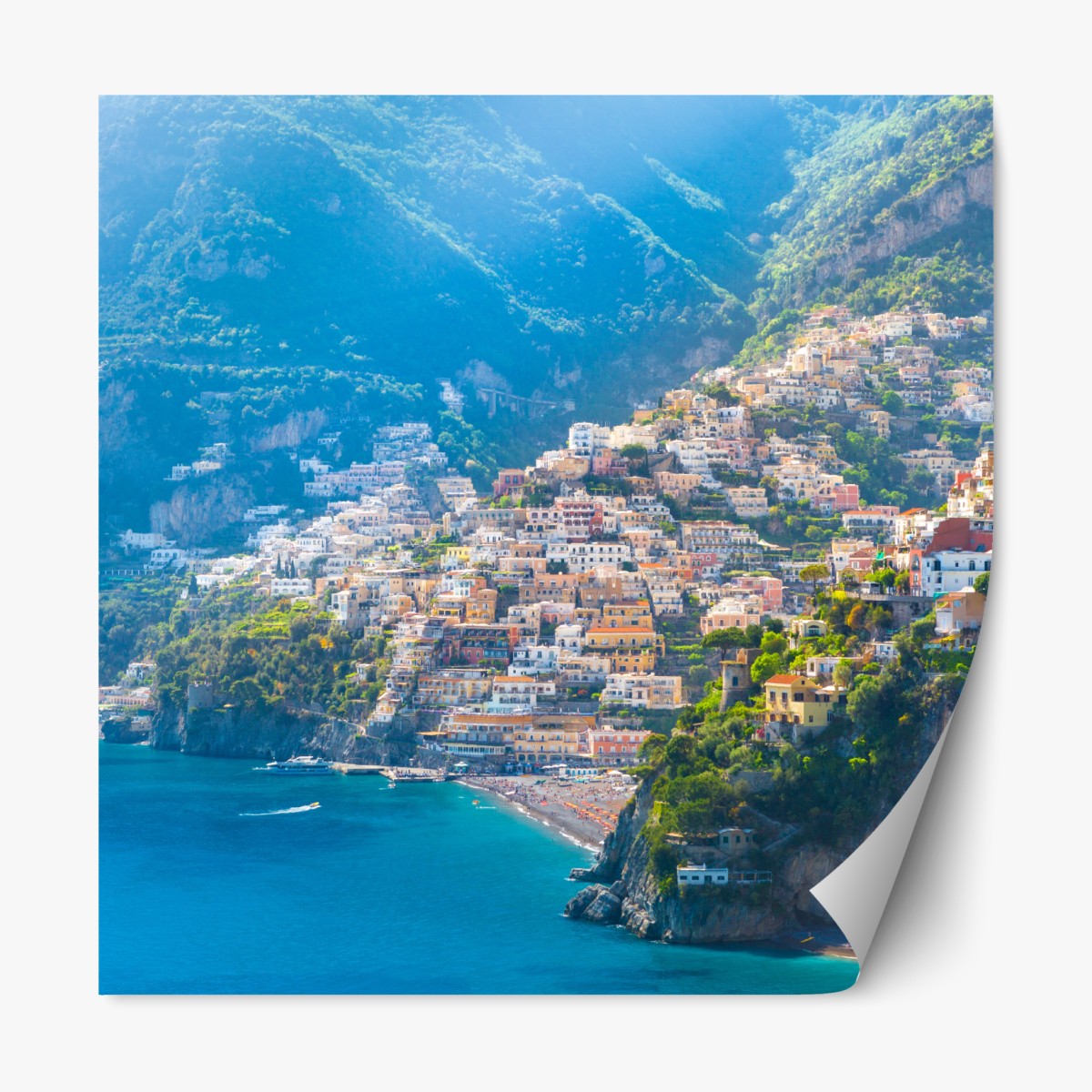 Repositionierbarer Aufkleber Positano: buntes küstendorf an der Amalfiküste – Wallnifity®
