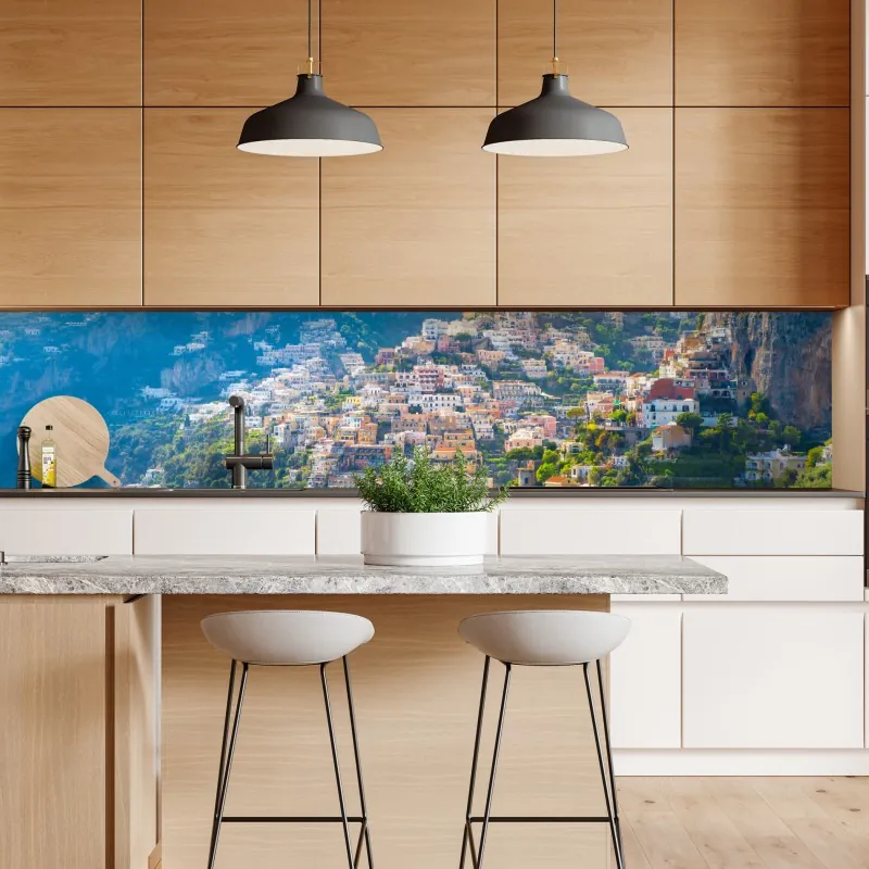 Repositionierbarer Aufkleber türkisfarbene küstenoase – Wallnifity®