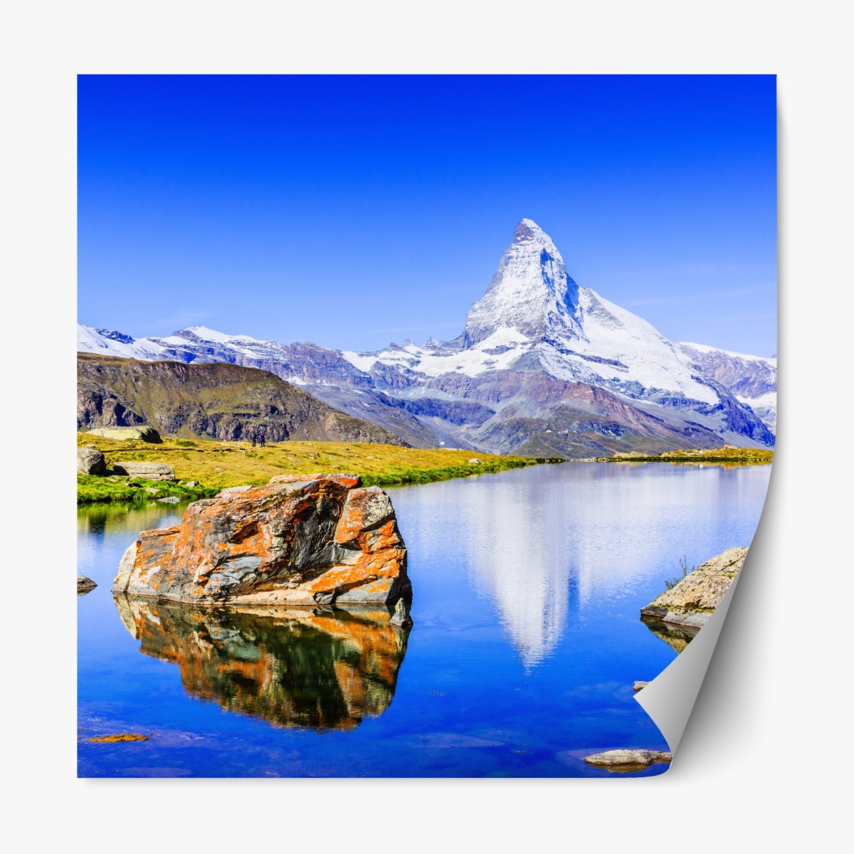 Repositionierbarer Aufkleber Matterhorn spiegelung am Stellisee, Zermatt – Wallnifity®
