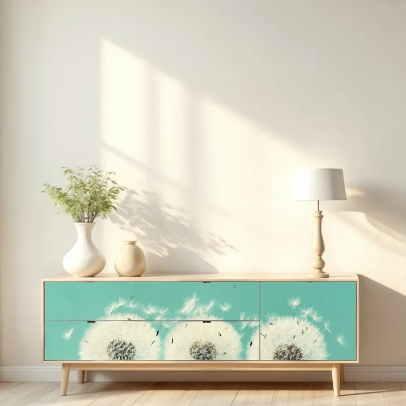 Repositionierbarer Aufkleber pastellsonnenuntergang über wüstenbergen – Wallnifity®