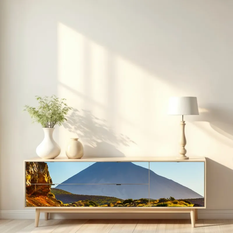 Repositionierbarer Aufkleber retro tropische palmen bei sonnenuntergang – Wallnifity®
