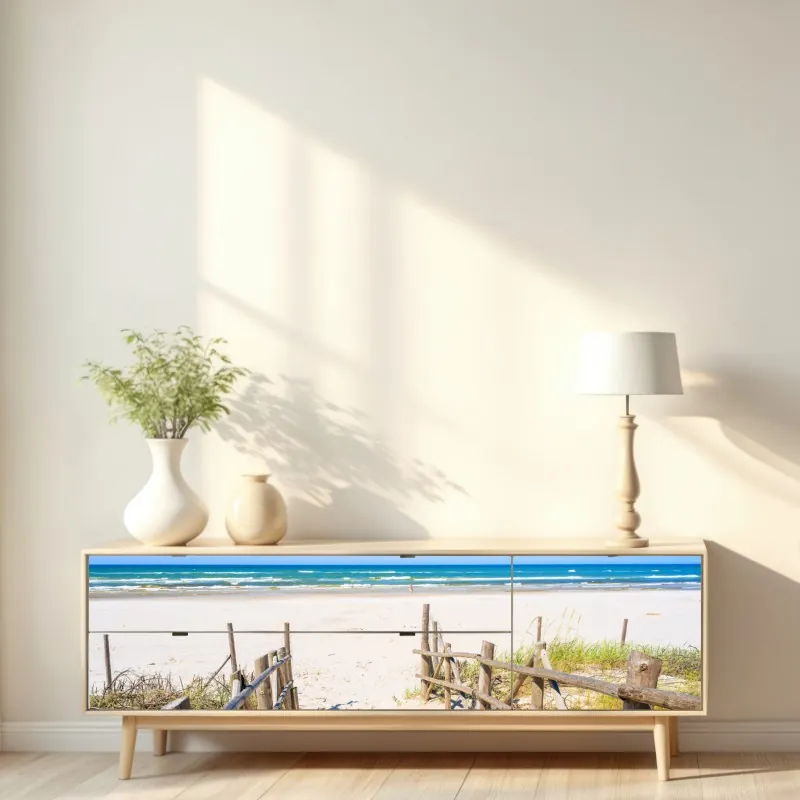 Repositionierbarer Aufkleber sonnige mediterrane gasse mit blumentöpfen – Wallnifity®