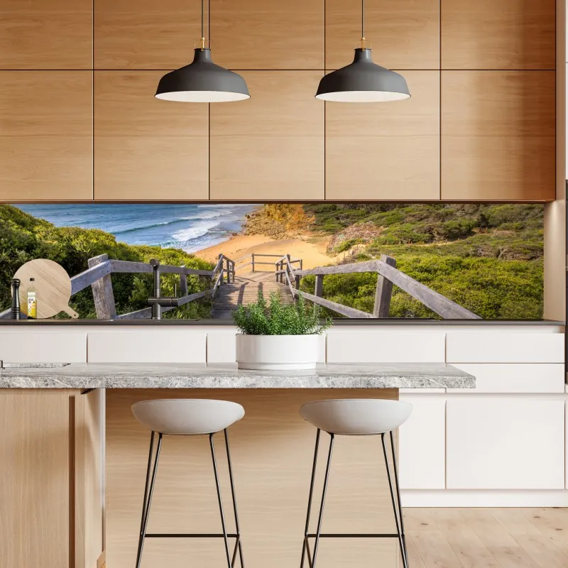 Repositionierbarer Aufkleber Lofoten brücke und berg aus der luft – Wallnifity®