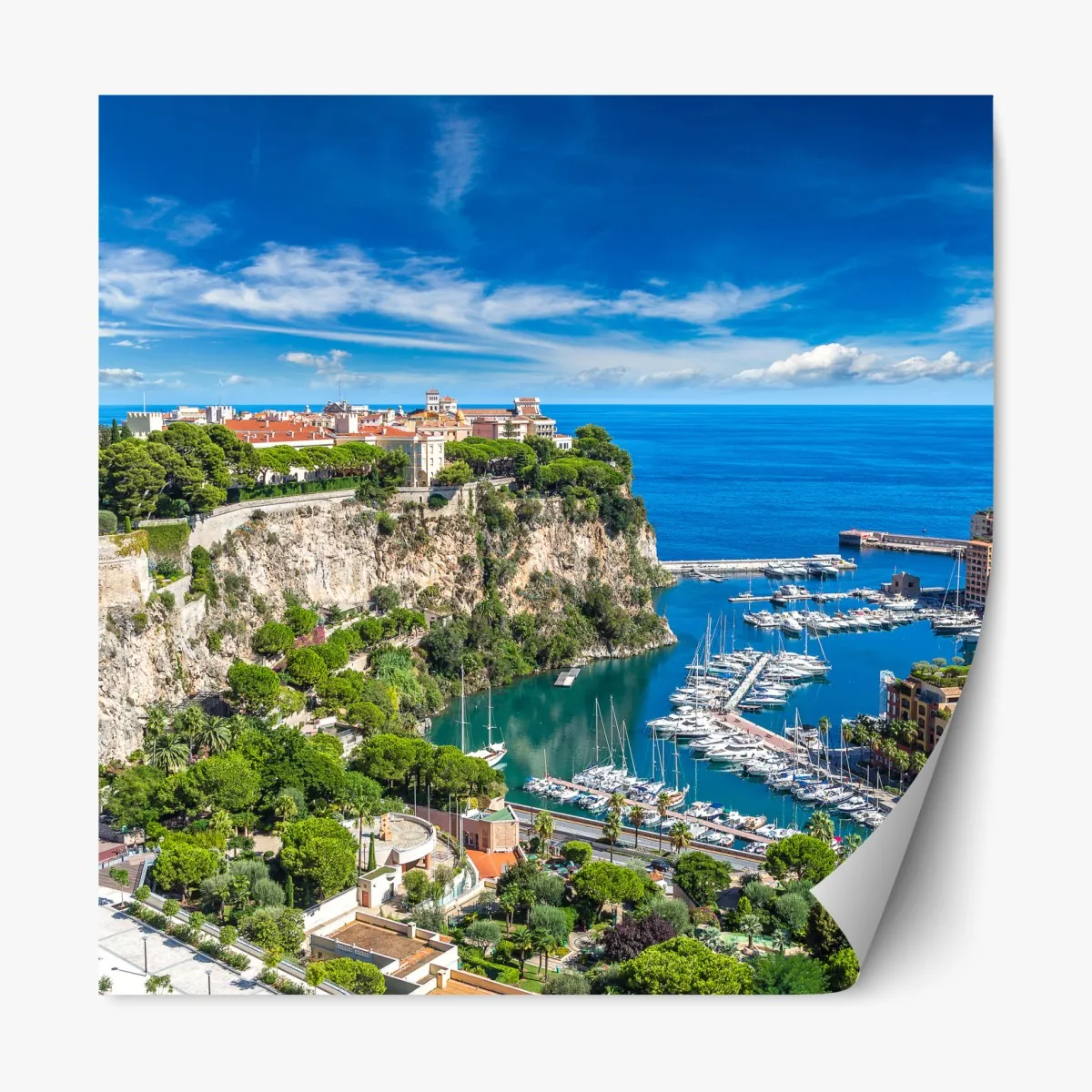 Repositionierbarer Aufkleber panoramablick auf den hafen von Monte Carlo – Wallnifity®