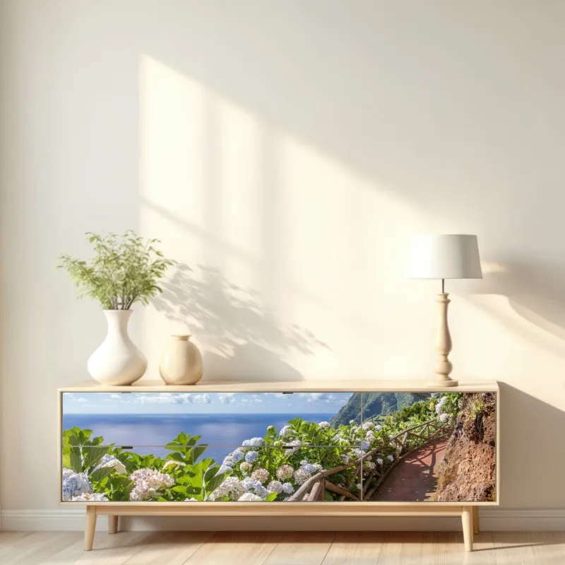 Repositionierbarer Aufkleber leuchtende gelbe sonnenblumen in nahaufnahme – Wallnifity®