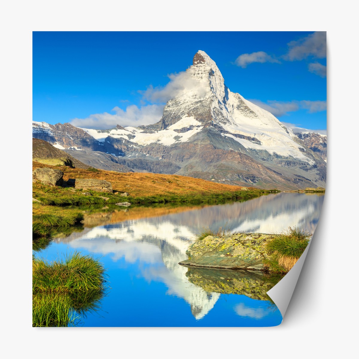 Repositionierbarer Aufkleber majestätischer Matterhorn-spiegel im alpensee – Wallnifity®