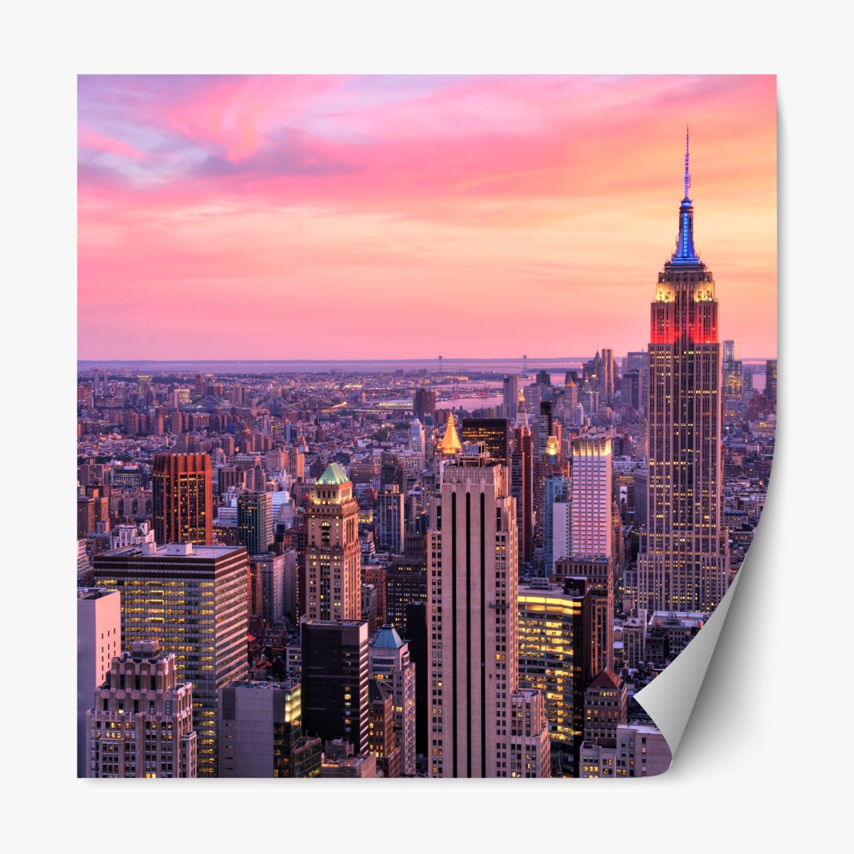 Repositionierbarer Aufkleber New York skyline bei sonnenuntergang – Wallnifity®