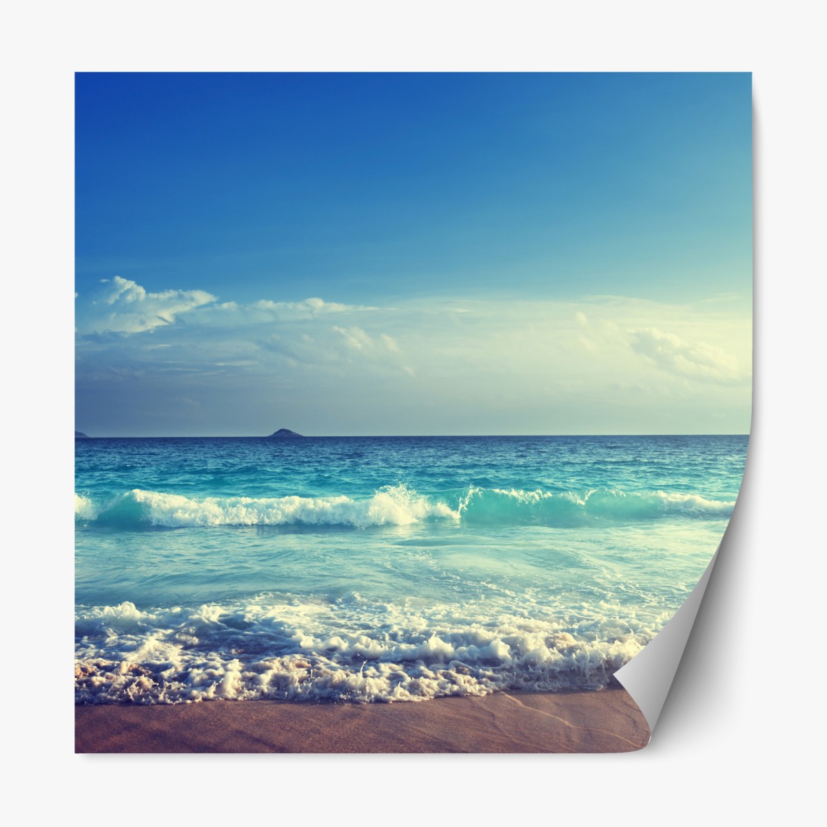 Repositionierbarer Aufkleber strand auf den Seychellen bei sonnenuntergang – Wallnifity®