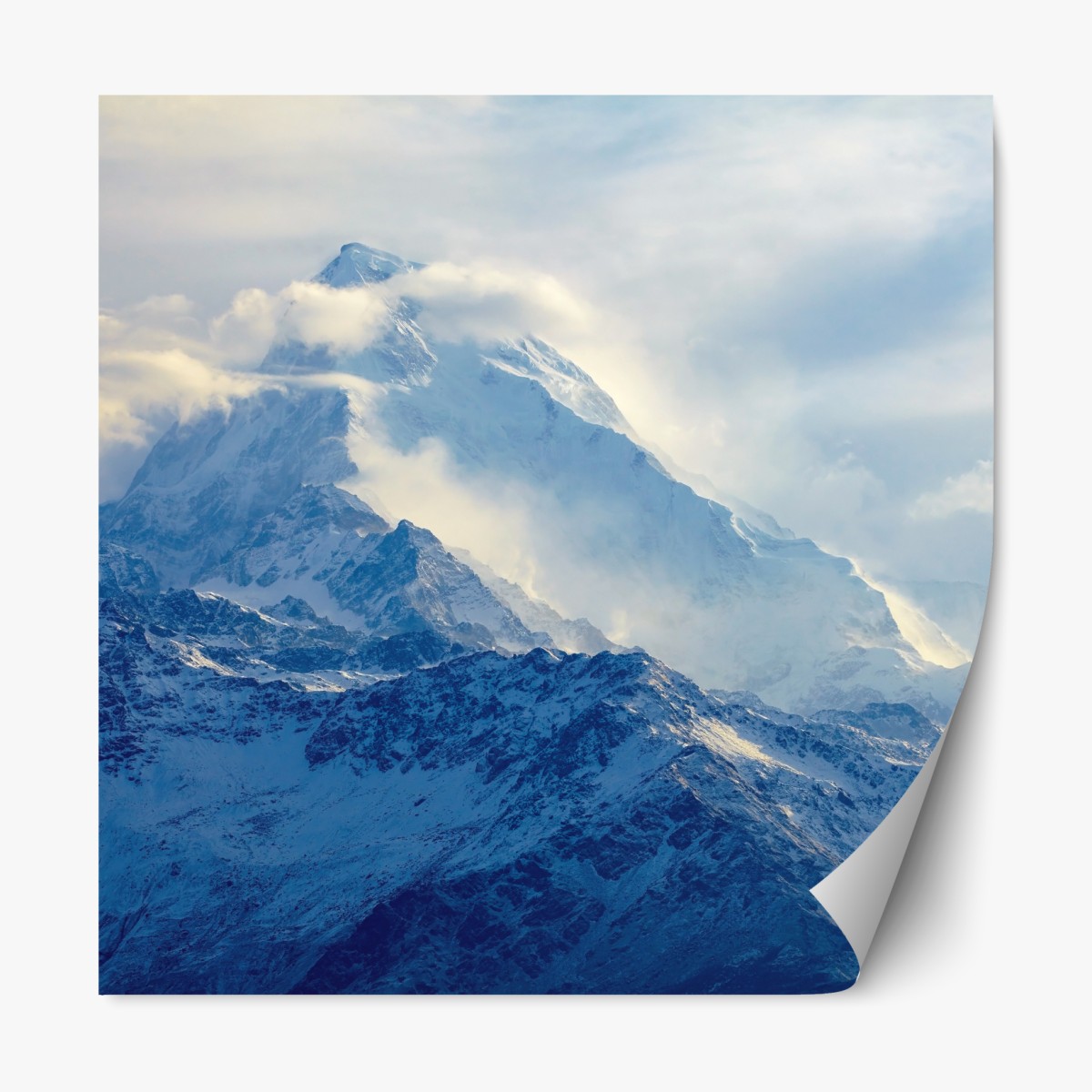 Repositionierbarer Aufkleber majestätischer schneebedeckter berggipfel – Wallnifity®