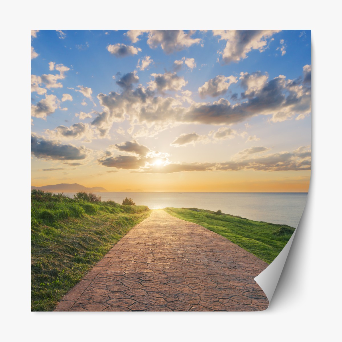 Repositionierbarer Aufkleber weg zum meer bei sonnenaufgang – Wallnifity®