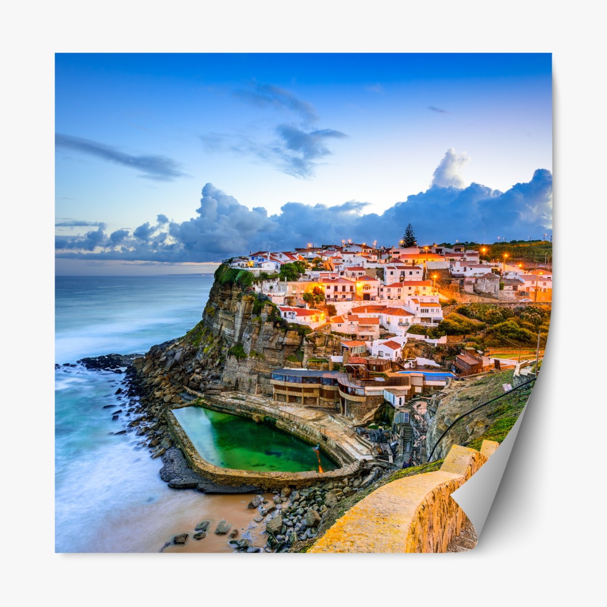Repositionierbarer Aufkleber Azenhas do Mar küstendorf auf der klippe, Portugal – Wallnifity®