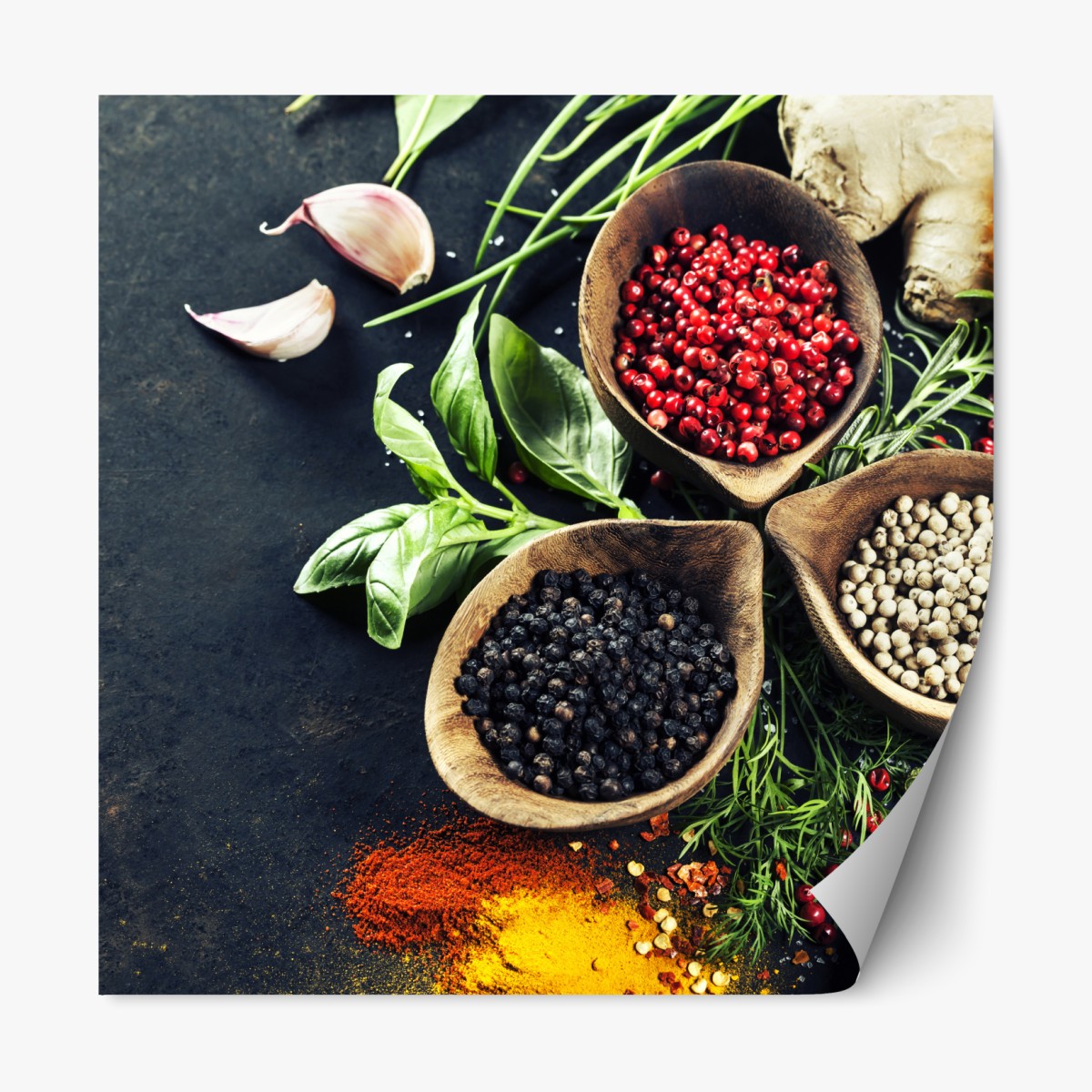 Repositionierbarer Aufkleber lebendige gewürze und frische kräuter – Wallnifity®
