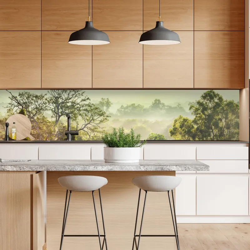 Repositionierbarer Aufkleber nebliges pastell bergtal – Wallnifity®