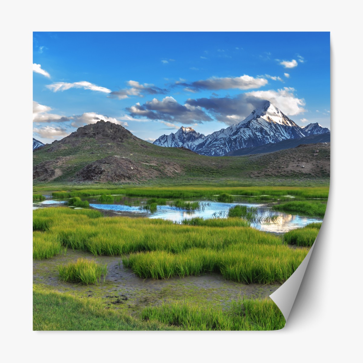 Repositionierbarer Aufkleber ruhiger bergsee im Himalaya im sommer – Wallnifity®