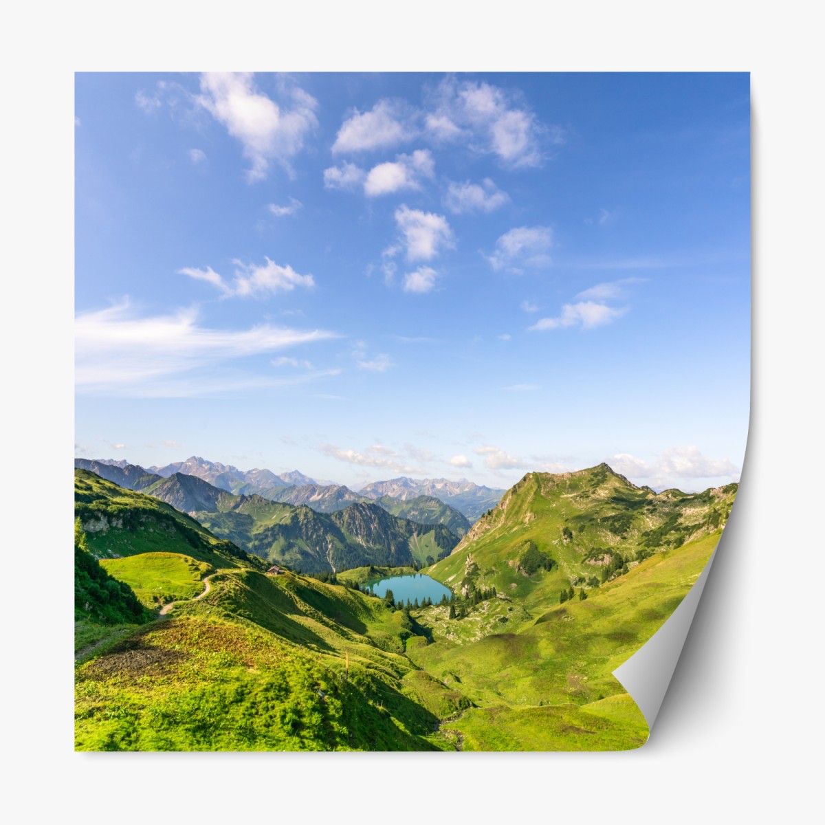 Repositionierbarer Aufkleber ruhiger alpensee in den bergen – Wallnifity®