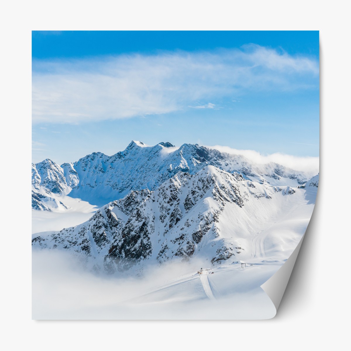 Repositionierbarer Aufkleber panorama des Kaunertal gletschers über verschneiten gipfeln – Wallnifity®