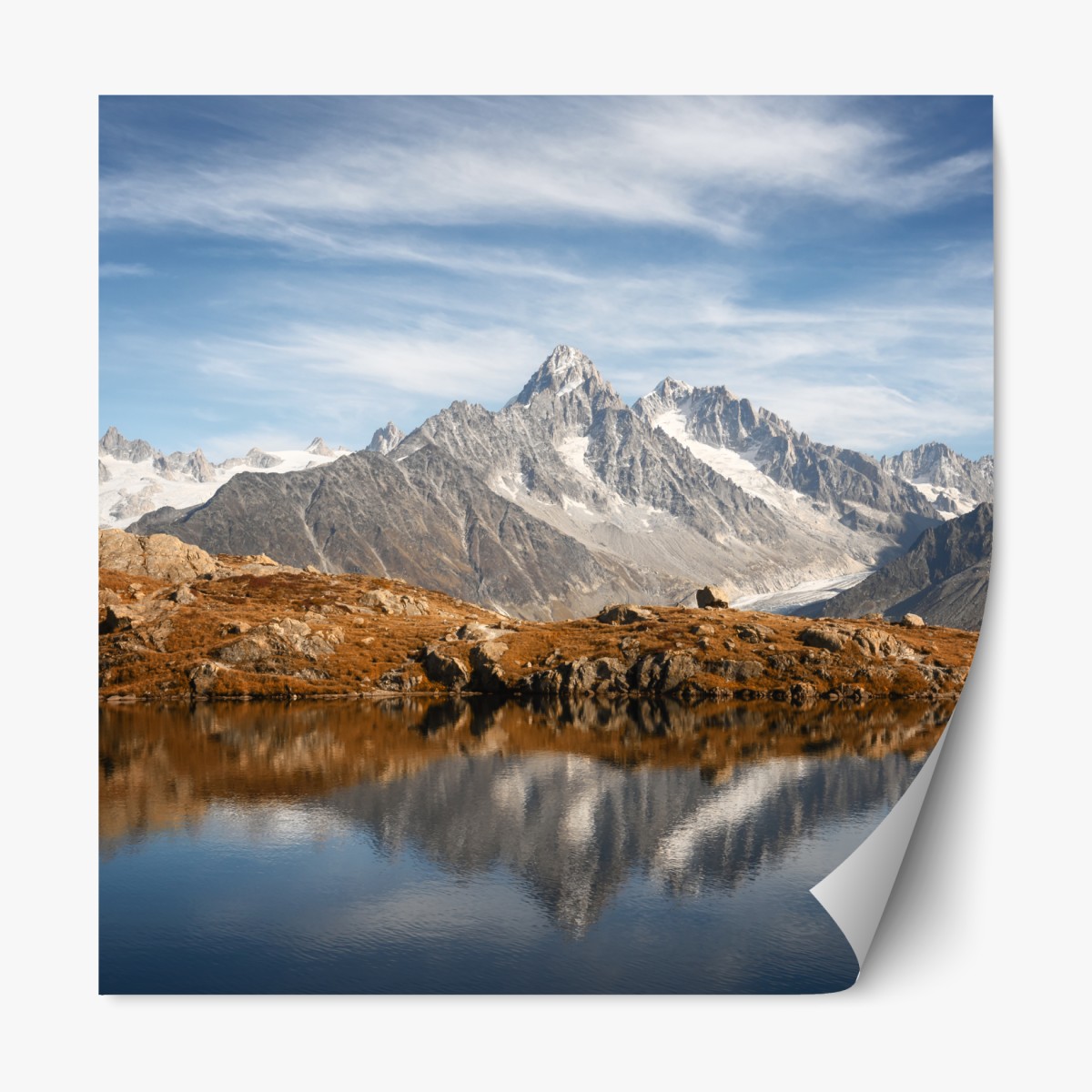 Repositionierbarer Aufkleber ruhige alpenberge im see gespiegelt – Wallnifity®
