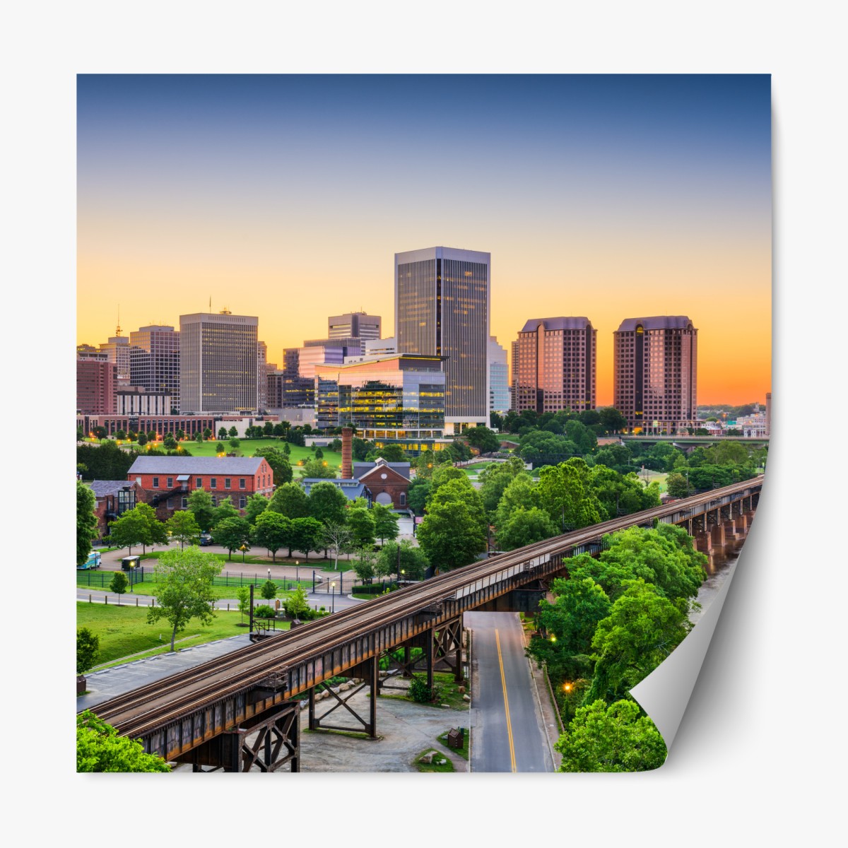 Repositionierbarer Aufkleber Richmond skyline bei sonnenuntergang – Wallnifity®