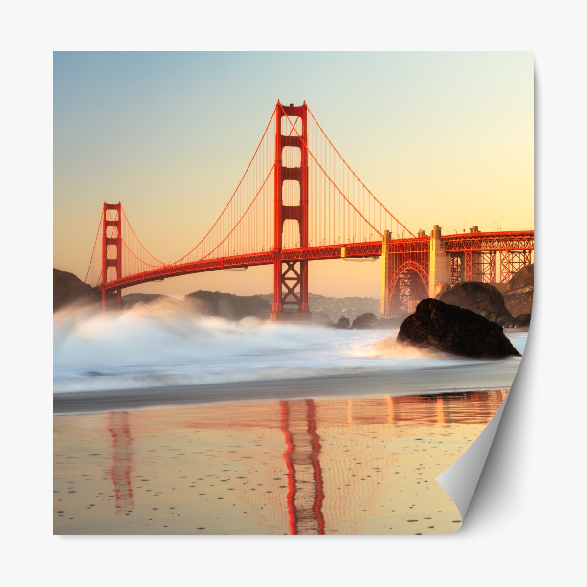 Repositionierbarer Aufkleber Golden Gate brücke bei sonnenuntergang – Wallnifity®