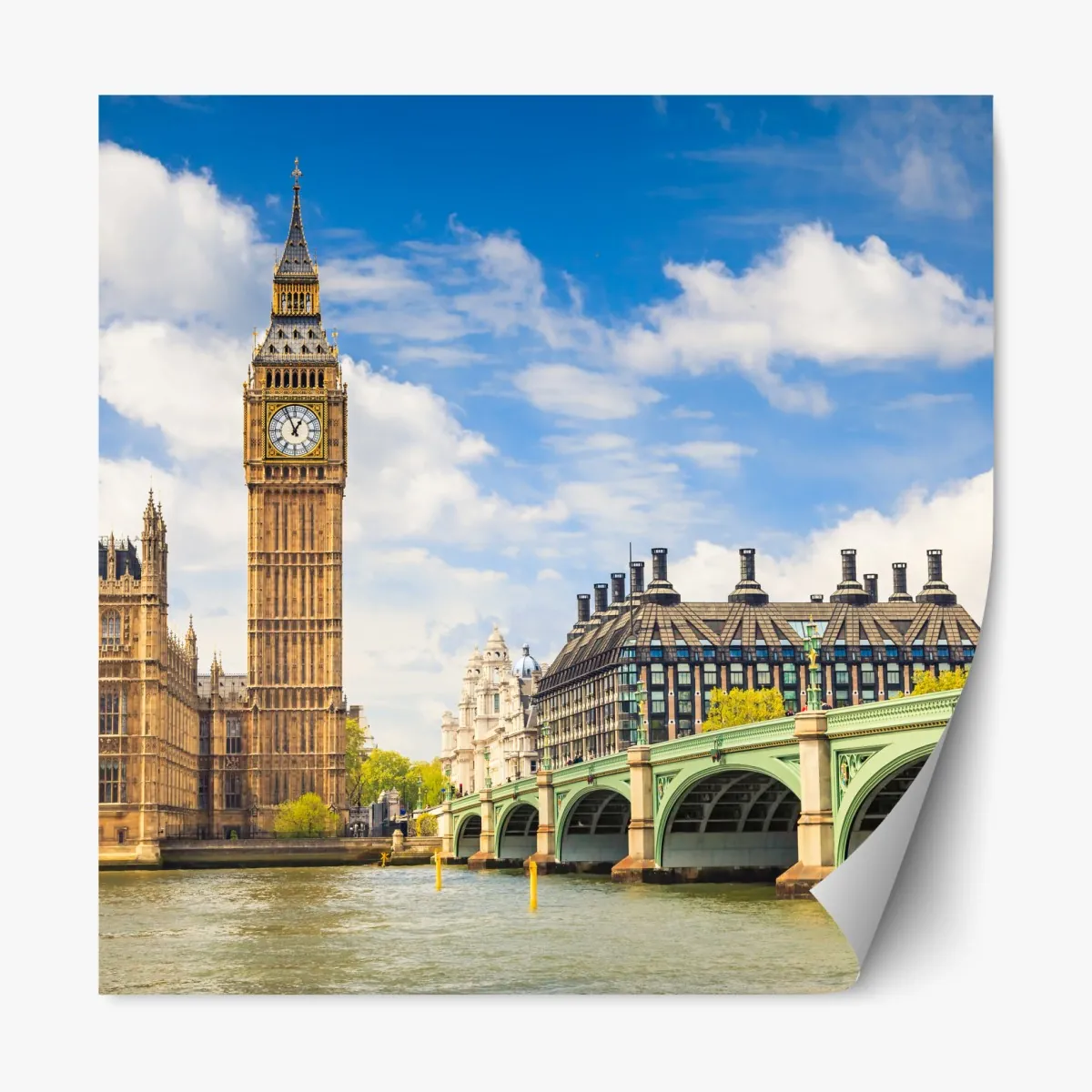 Repositionierbarer Aufkleber London panorama mit uhrturm Big Ben und Westminster Bridge – Wallnifity®